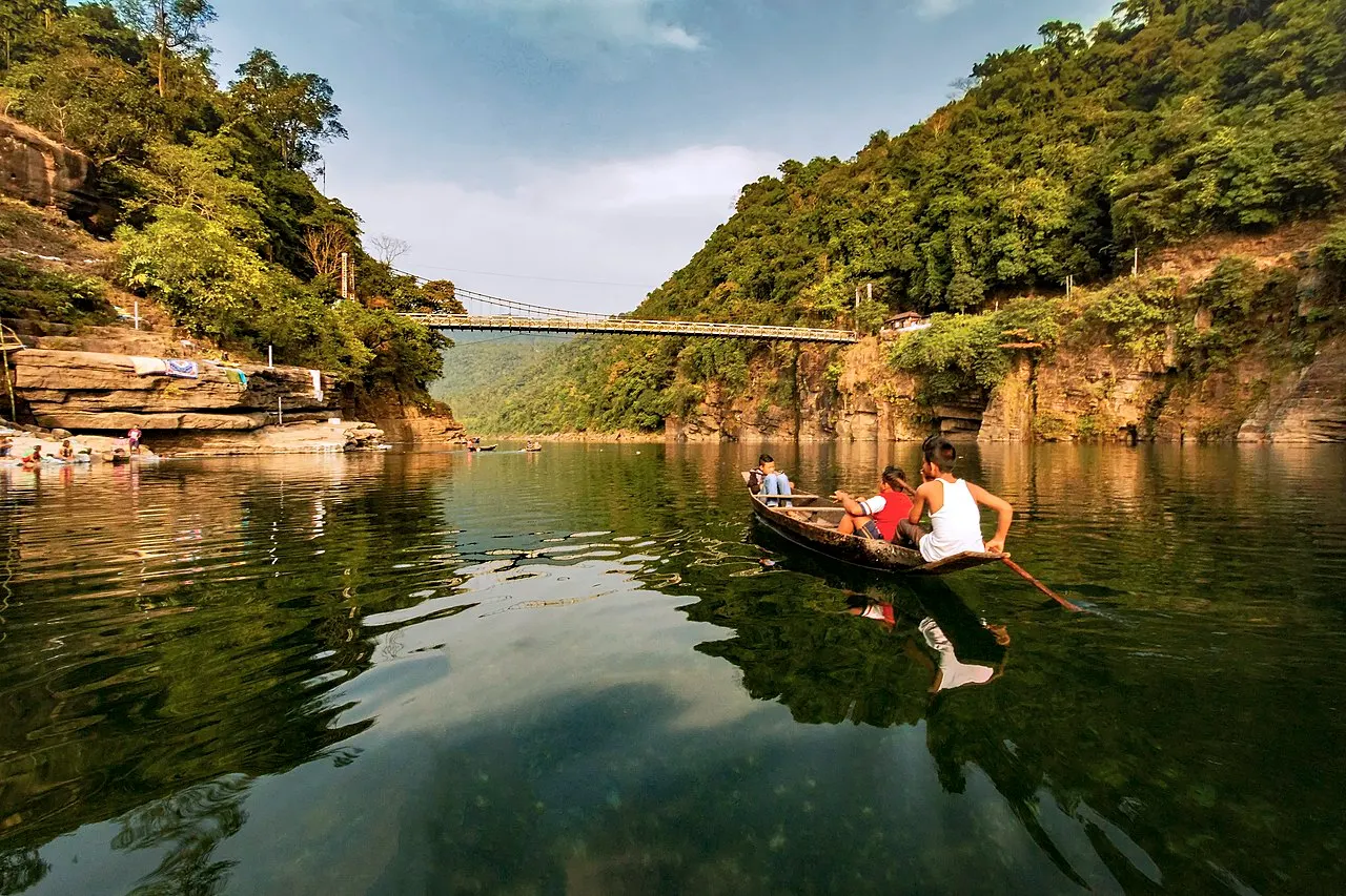 Boats on the Umngot River at Dawki